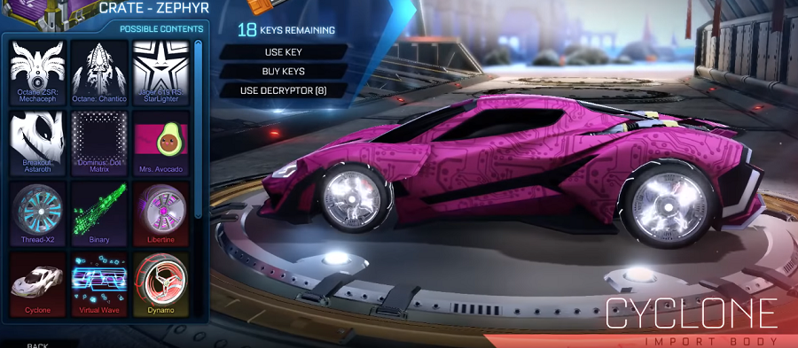Rocket League Zephyr Crate Items - Import Body Cyclone