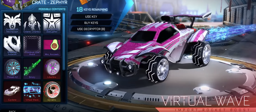 Rocket League Zephyr Crate Items - Import Rocket Boost Virtual Wave