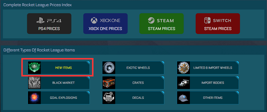 Rocket League New Items Prices - RocketPrices 1
