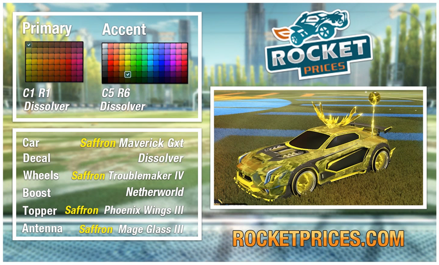 Rocket League Saffron Maverick GXT Design