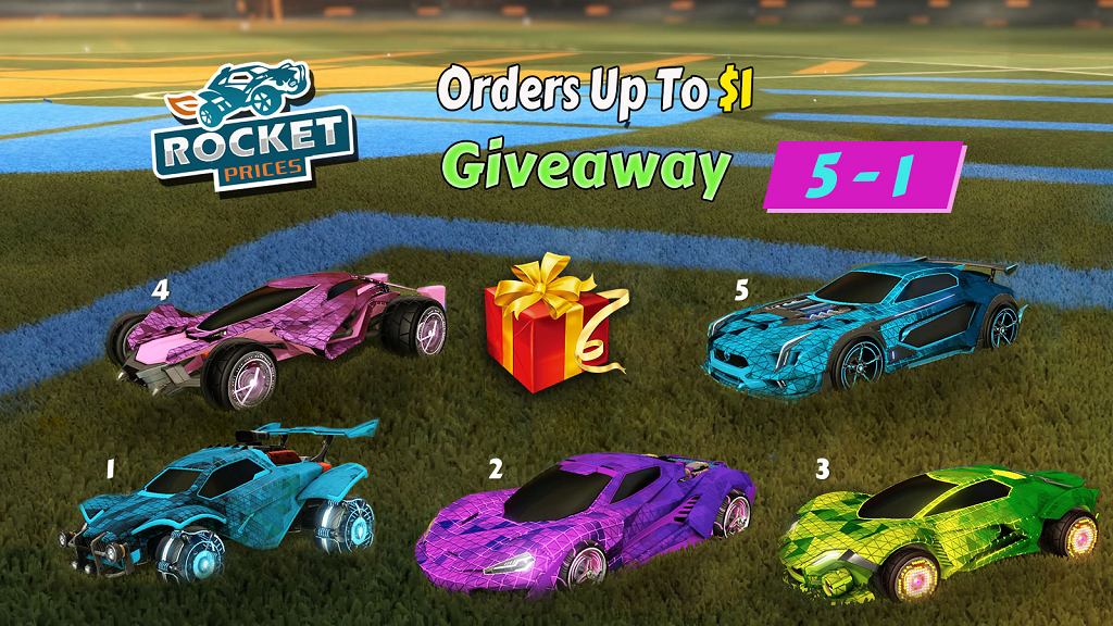 HUGE WEEKLY GIVEAWAY 5-1 (For VIP Customers) - 5 Uncommon Rocket League Trigon Cars Designs