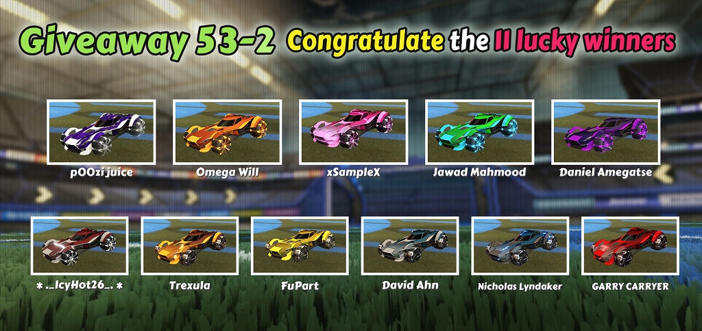 Rocketprices Huge Weekly Rocket League Giveaway 53-2 winners