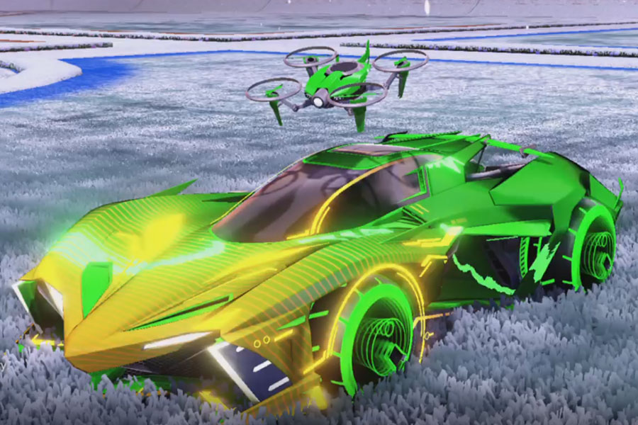 Rocket league Chikara GXT Forest Green design with Yankii RL,Radiant Gush,Future Shock,Drone III