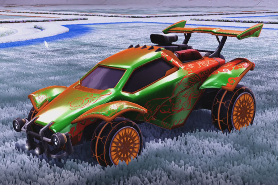 Rocket league Octane Burnt Sienna design with Wonderment,Radiant Gush,Shisa