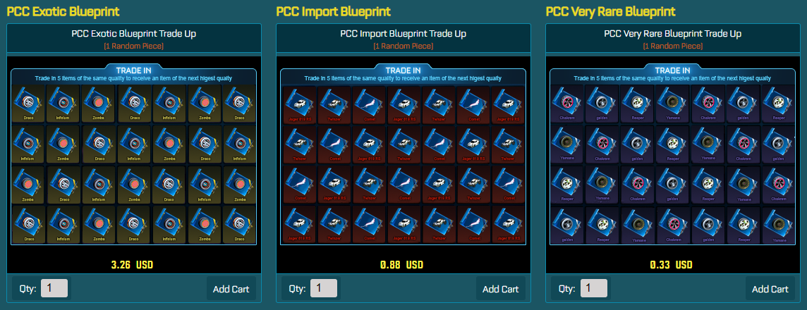 Rocket League Blueprints Trade Up Items For Sale - Rocketprices