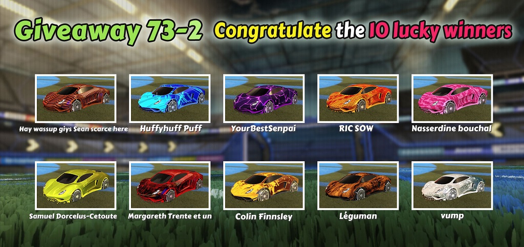 RocketPrices Rocket League Items Giveaway 73-2 Winners