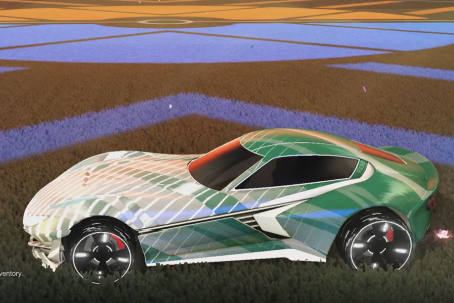 Rocket league Komodo Titanium White design with Blade Wave,20XX