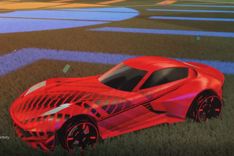 Rocket league Komodo Crimson design with Blade Wave,20XX