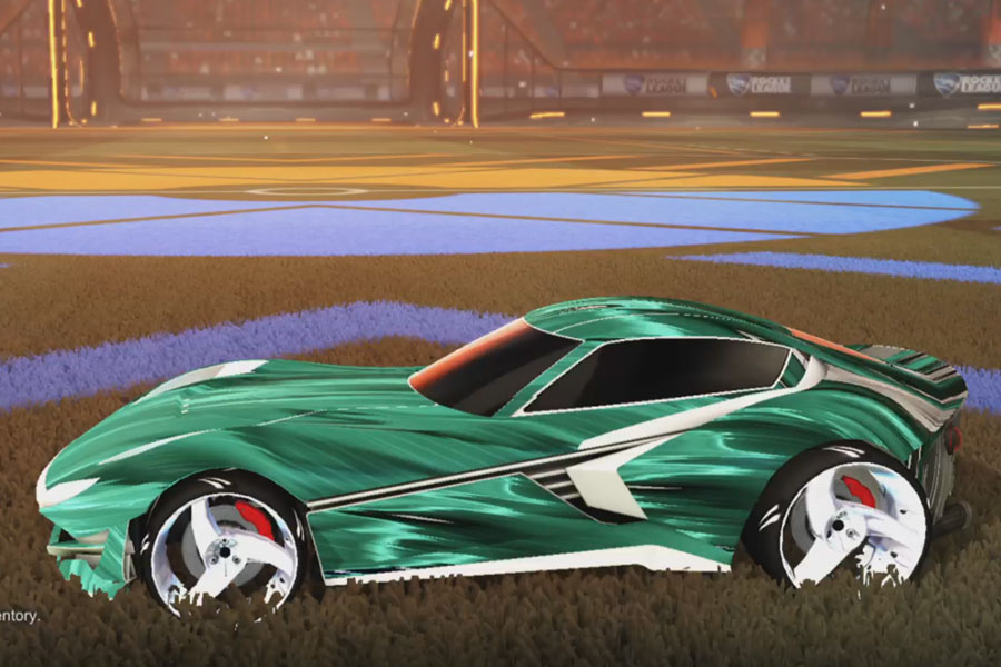 Rocket league Komodo Titanium White design with TRI-2050,Tidal Stream