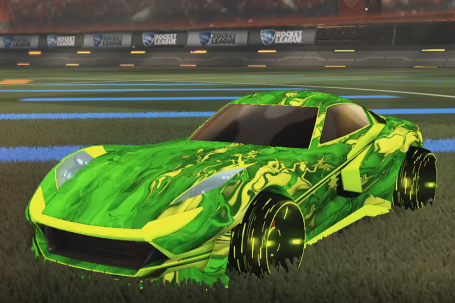 Rocket league Komodo Lime design with Blade Wave,Glorifier