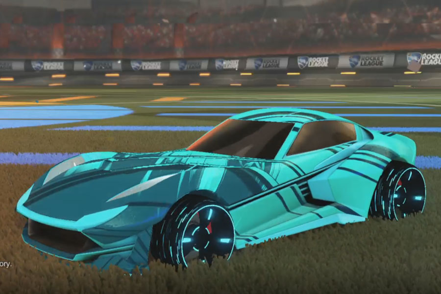 Rocket league Komodo Sky Blue design with Blade Wave,Slipstream