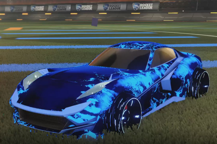 Rocket league Komodo Cobalt design with Blade Wave,Fire God