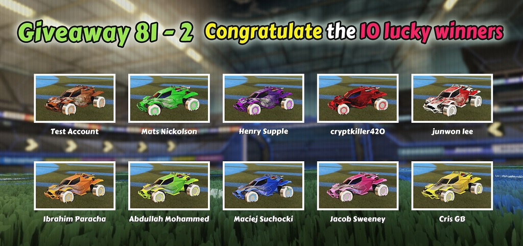 Rocketprices Rocket League Items 81-2 Giveaway Winners