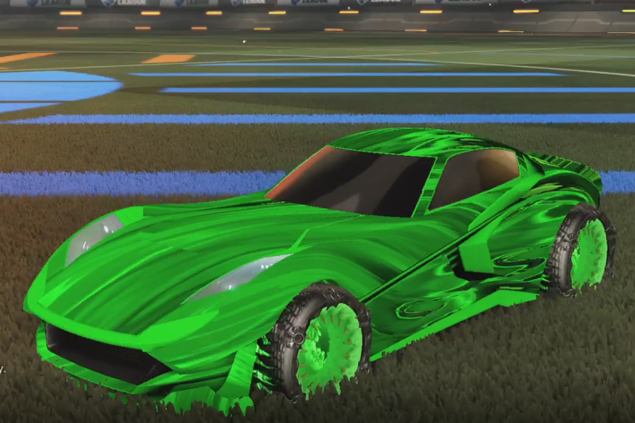 Rocket league Komodo Forest Green design with Madness II,Tidal Stream