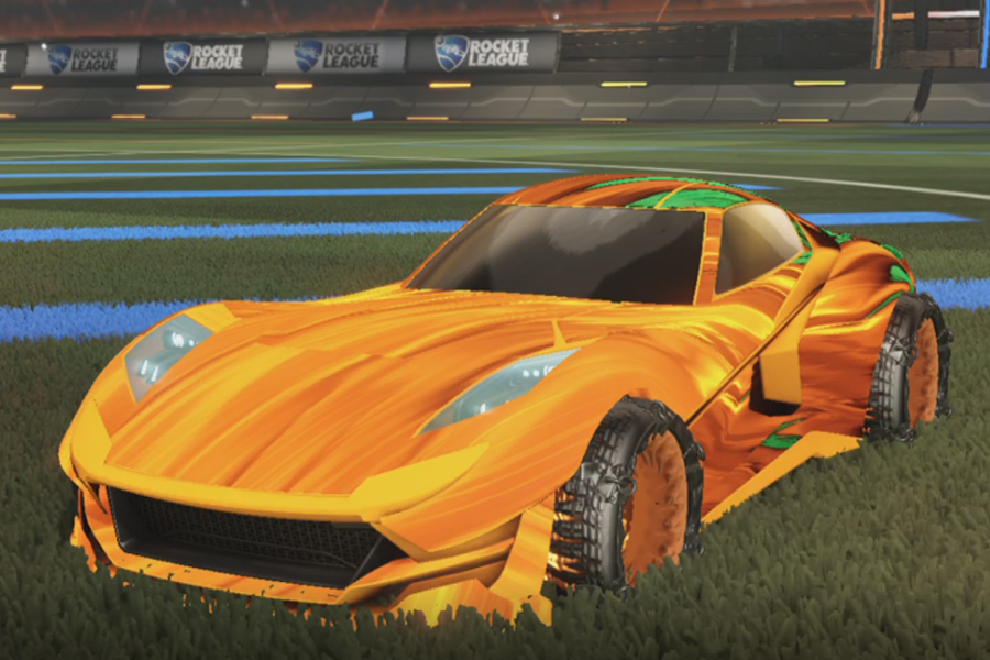 Rocket league Komodo Orange design with Madness II,Tidal Stream