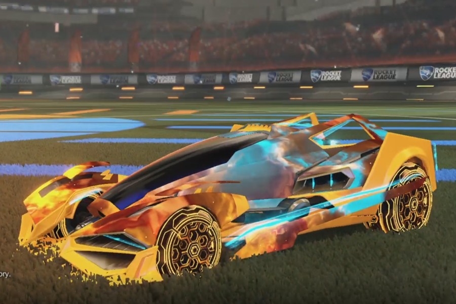 Rocket league Artemis GXT Orange design with HNY: Inverted,Interstellar