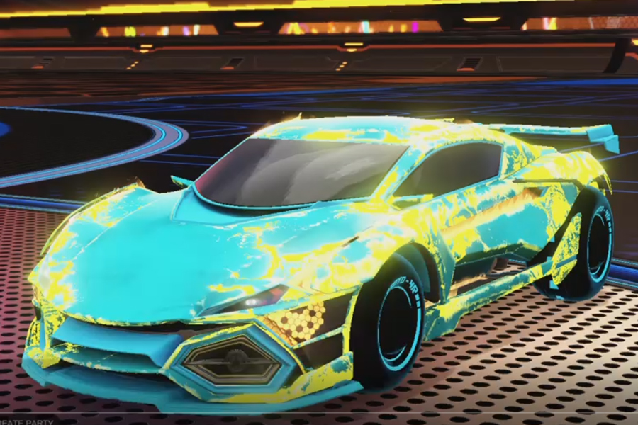 Rocket league R3MX GXT Sky Blue design with Esoto 4R: Inverted,Fire God