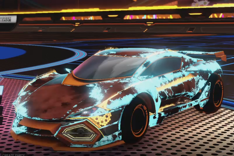 Rocket league R3MX GXT Burnt Sienna design with Esoto 4R: Inverted,Fire God