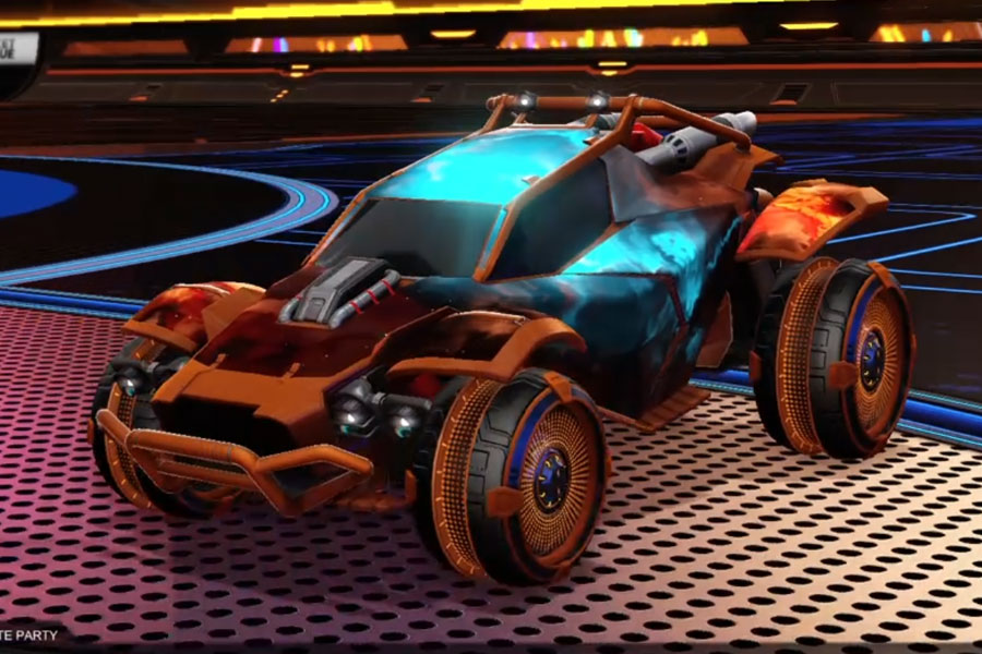 Rocket league Twinzer Burnt Sienna design with Parabolic,Interstellar