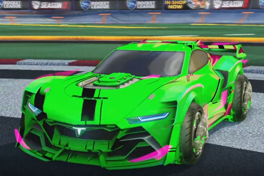Rocket league Tyranno GXT Forest Green design with Draco,Exalter
