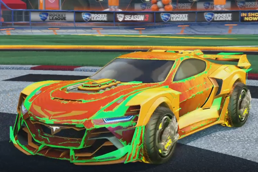 Rocket league Tyranno GXT Orange design with Draco,Heatwave