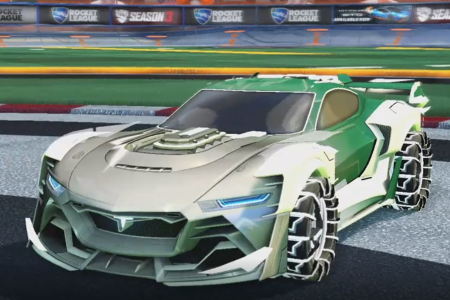 Rocket league Tyranno GXT Titanium White design with IO,Mainframe