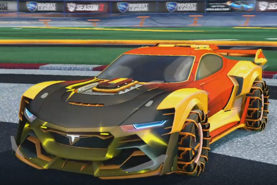 Rocket league Tyranno GXT Orange design with IO,Mainframe