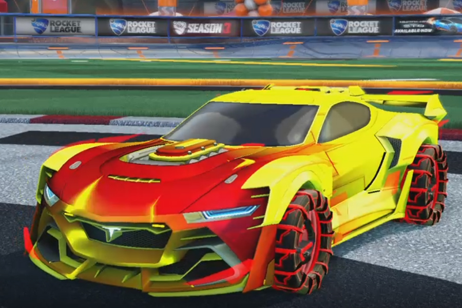 Rocket league Tyranno GXT Saffron design with IO,Mainframe