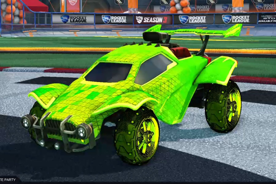 Rocket league Octane Lime design with Traction: Hatch,Trigon