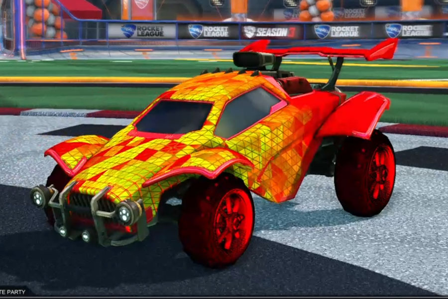 Rocket league Octane Crimson design with Traction: Hatch,Trigon