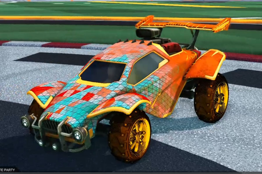 Rocket league Octane Orange design with Traction: Hatch,Trigon