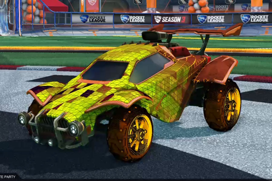 Rocket league Octane Burnt Sienna design with Traction: Hatch,Trigon