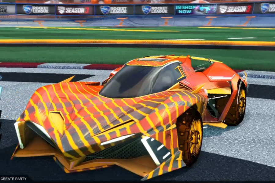 Rocket league Chikara GXT Orange design with Traction: Hatch,20XX