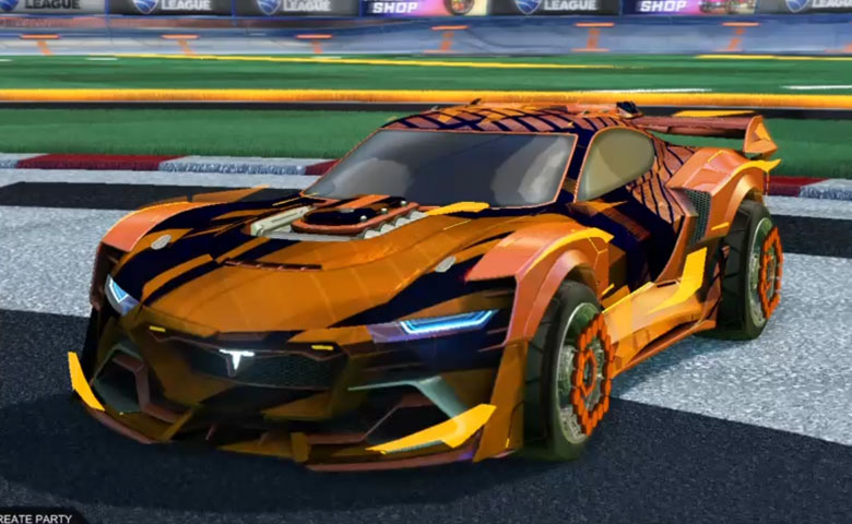 Rocket league Tyranno GXT Burnt Sienna design with ARA-51,20XX