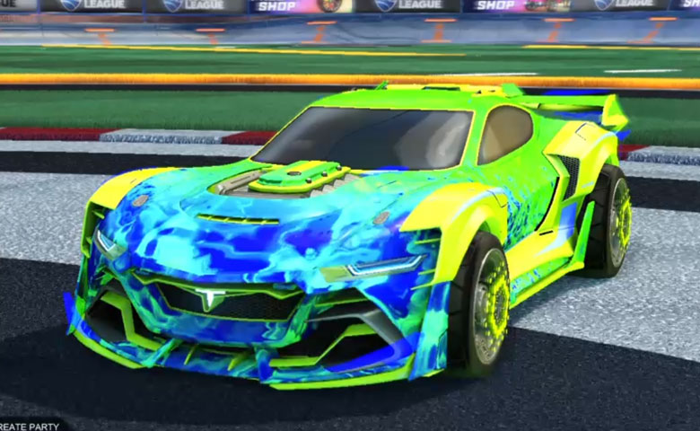 Rocket league Tyranno GXT Lime design with ARA-51,Dissolver