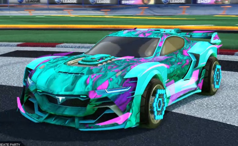 Rocket league Tyranno GXT Sky Blue design with ARA-51,Glorifier