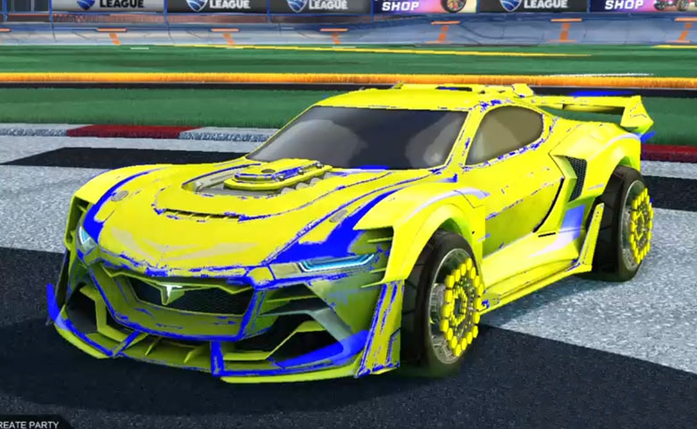 Rocket league Tyranno GXT Saffron design with ARA-51,Heatwave