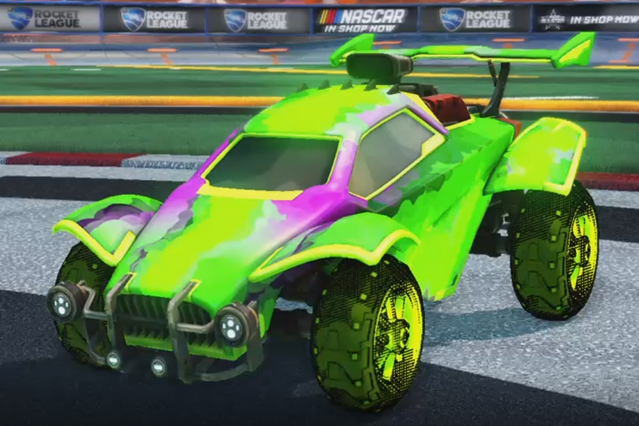 Rocket league Octane Lime design with Traction: Hatch,Smokescreen