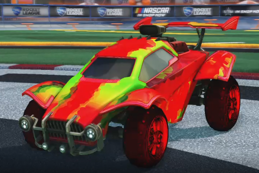 Rocket league Octane Crimson design with Traction: Hatch,Smokescreen