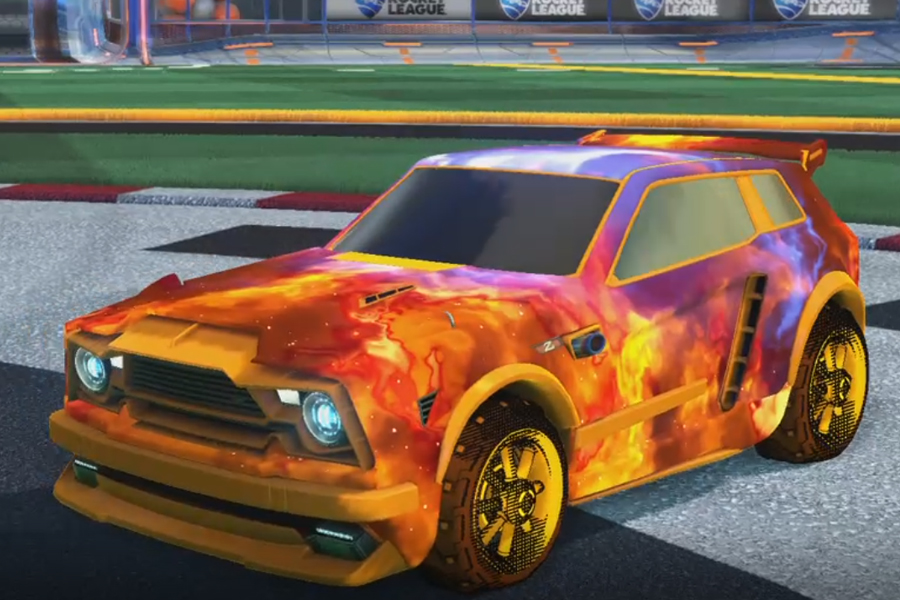 Rocket league Fennec Orange design with Traction: Hatch,Interstellar