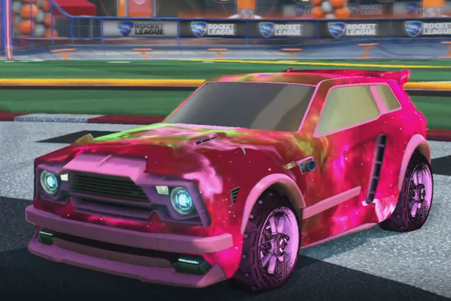 Rocket league Fennec Pink design with Traction: Hatch,Interstellar