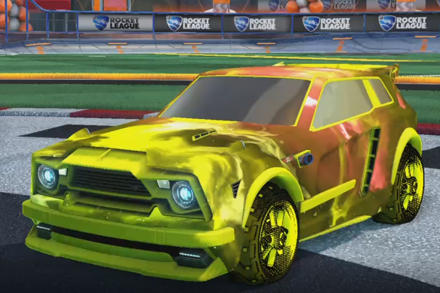 Rocket league Fennec Saffron design with Traction: Hatch,Interstellar