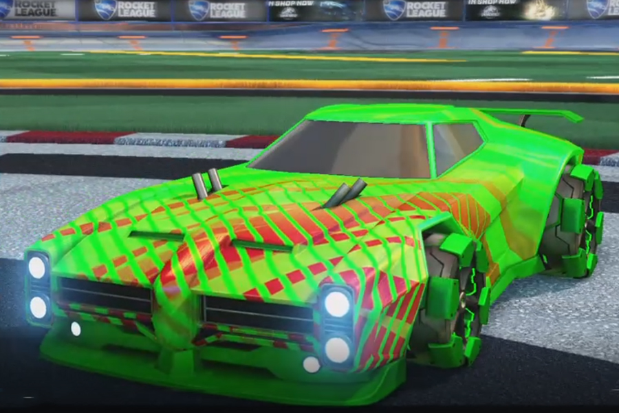 Rocket league Dominus Forest Green design with Clodhopper,20XX