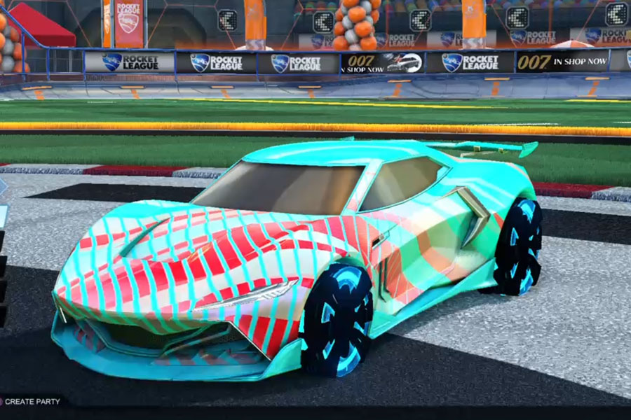 Rocket league Peregrine TT Sky Blue design with Automaton,20XX