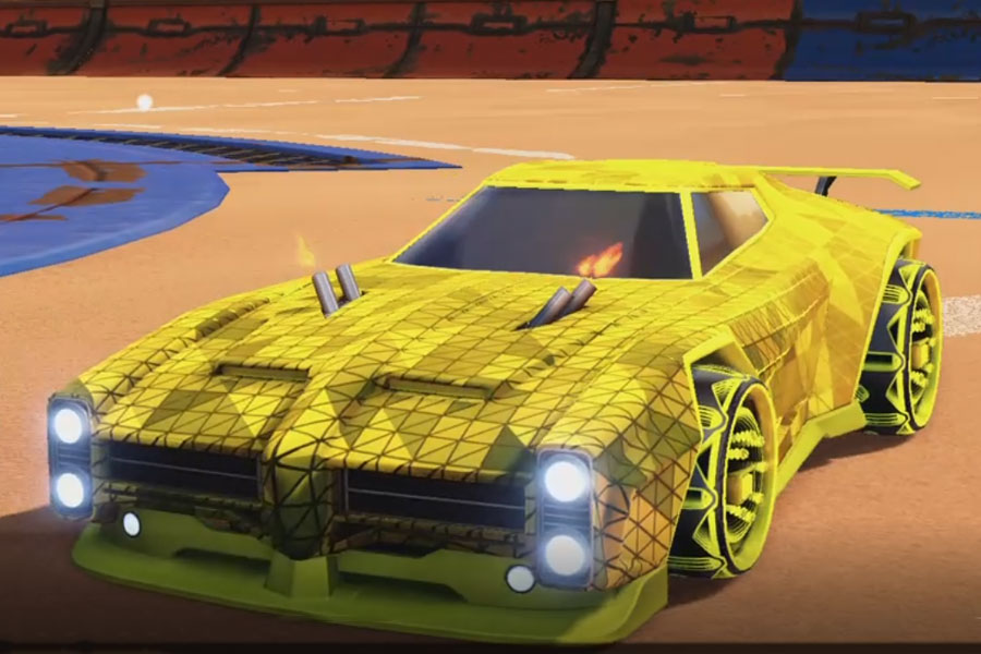 Rocket league Dominus Saffron design with Tanker: Infinite,Trigon