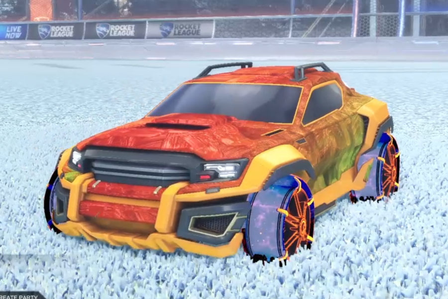 Rocket league Jackal Orange design with Jak'd: Obverse,Stride Tide