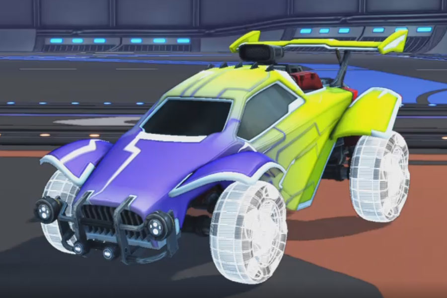 Rocket league Octane Titanium White design with Twirlwind: Schematized,Mainframe