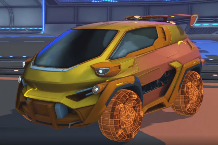 Rocket league Nomad GXT Burnt Sienna design with Twirlwind: Schematized,Mainframe