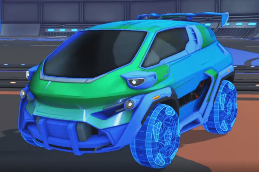 Rocket league Nomad GXT Cobalt design with Twirlwind: Schematized,Mainframe