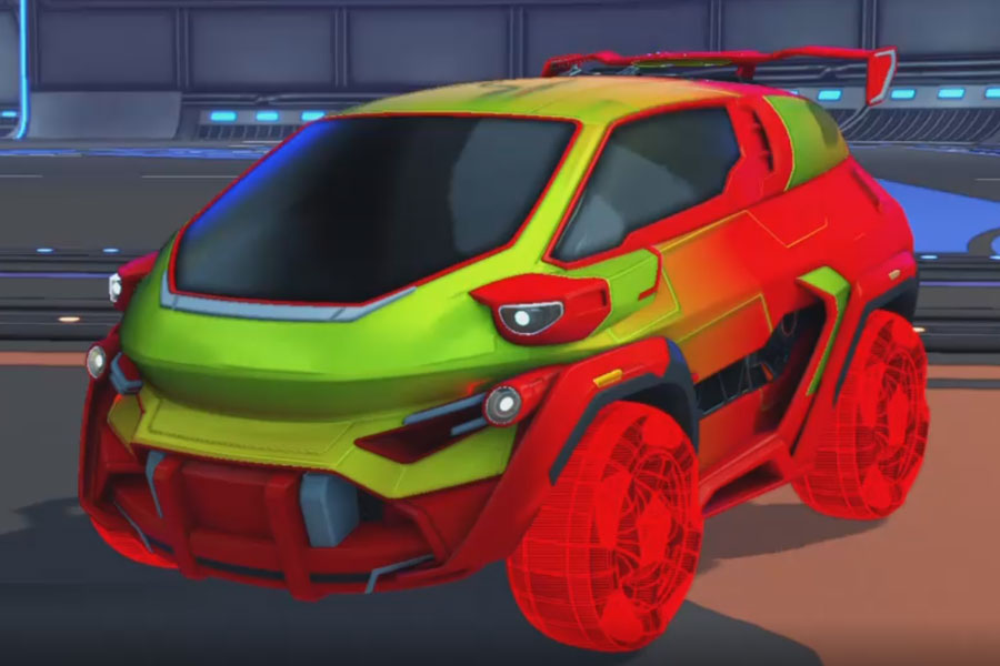 Rocket league Nomad GXT Crimson design with Twirlwind: Schematized,Mainframe